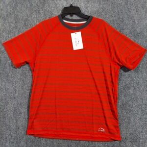 LL Bean Shirt Mens Large Red‎ Striped Performance Quick Dry Athletic Tee New